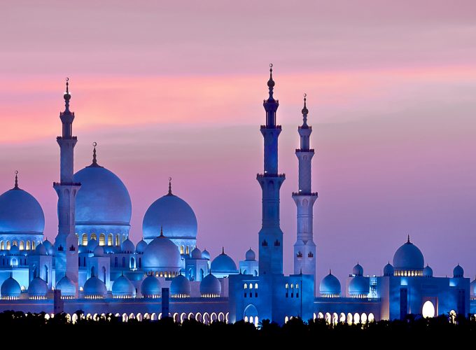 Wallpaper Sheikh Zayed Mosque, Abu Dhabi, sky, sunset, 4k, Travel 5824011706